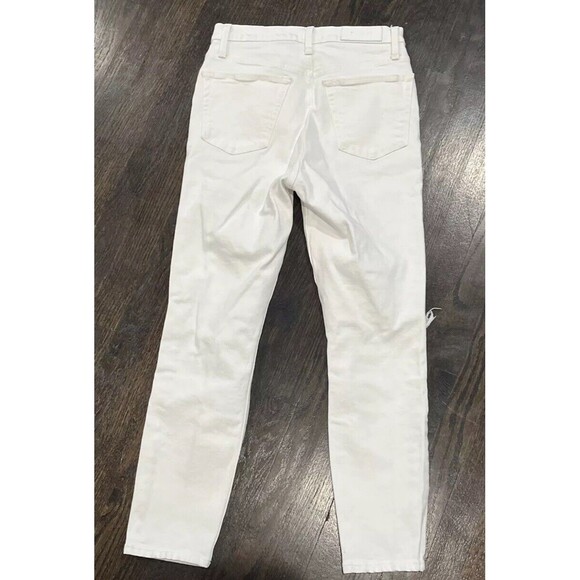 RE/Done Jeans Women’s 28 Orginals 90s High Rise Ankle Crop White Destroy - Picture 2 of 10